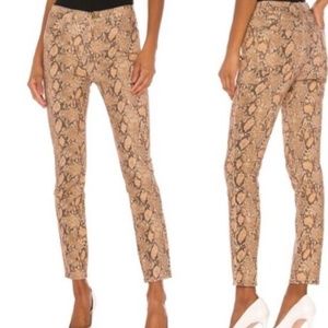 FRAME Le High Skinny High-Rise Coated Python Cropped Jeans, Tan Multi